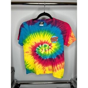 Santa Cruz Kids Small 6/8 Tie Dye Screaming Hand Graphic T-Shirt Rainbow Skate